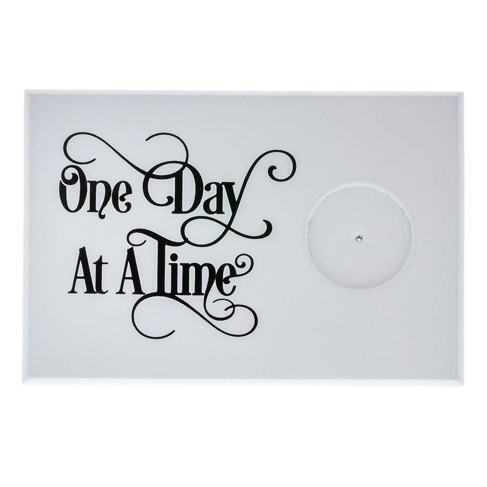 One Day At a Time Coin Holder Plaque White (Horizontal)