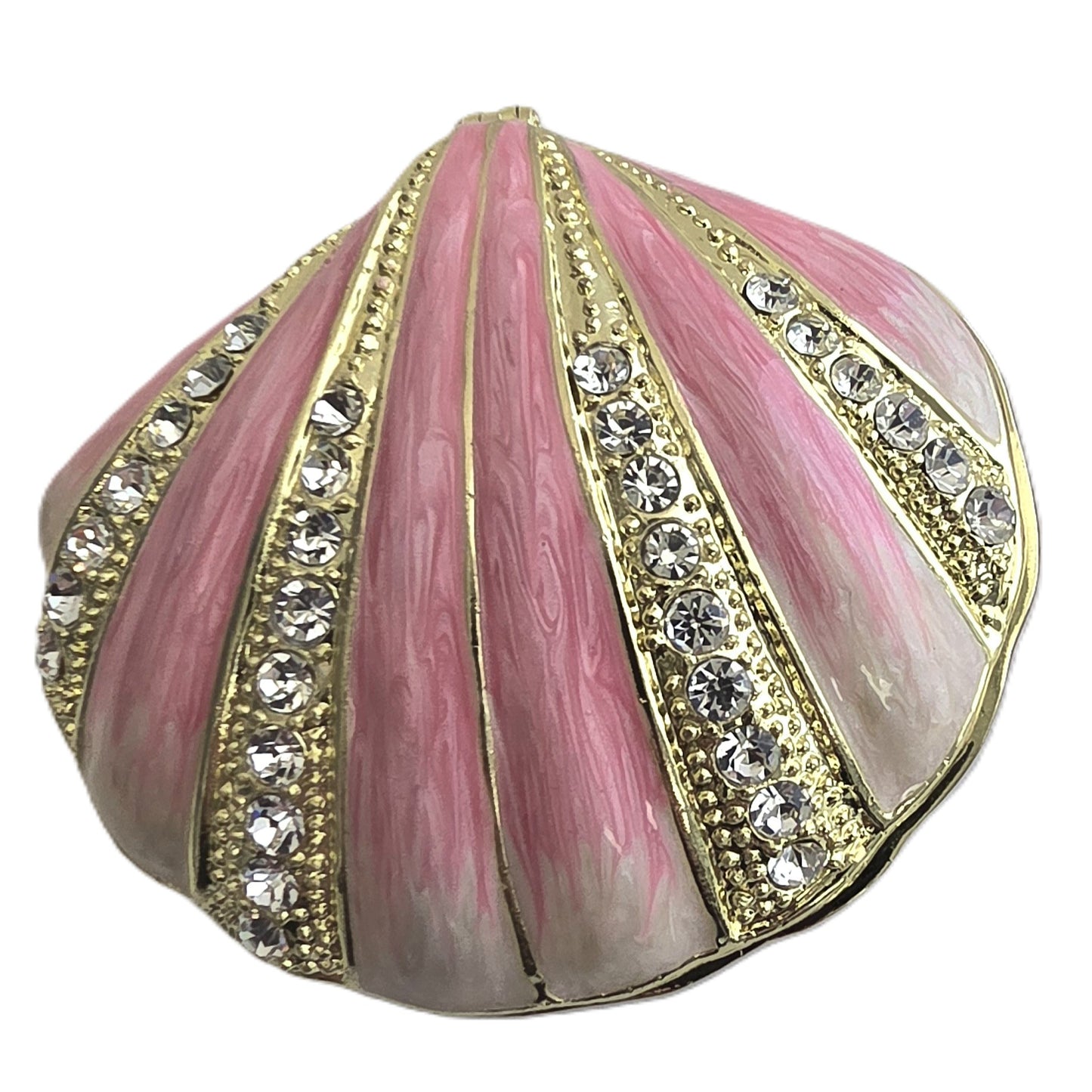 Pink Clam Shell Chip Holder with Matching Glitter Gold Crystalized Chip