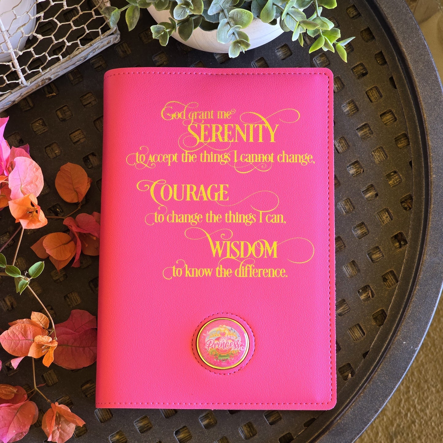 Book Cover | Gold Serenity Prayer | Pink with Chip Mount