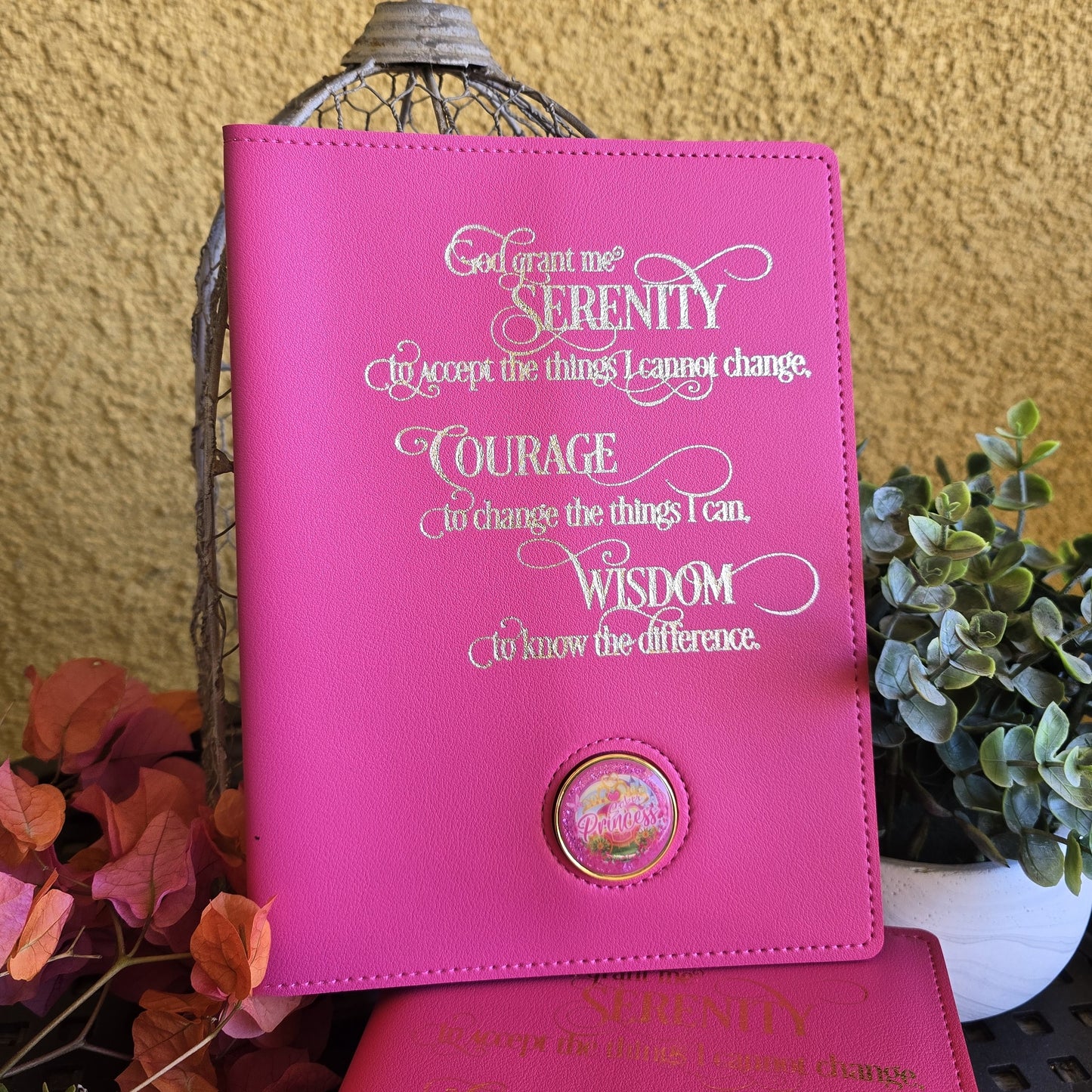 Book Cover | Silver Serenity Prayer | Pink with Chip Mount