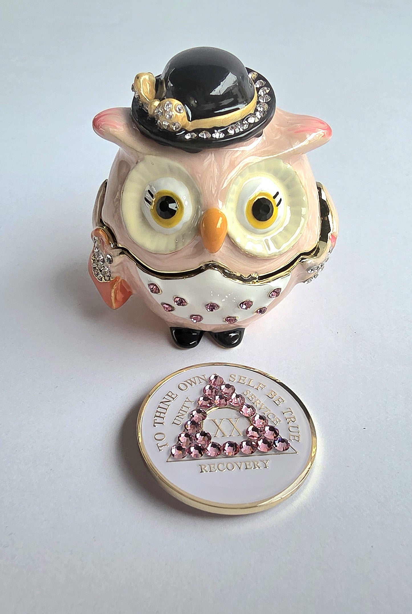 Wise Pink Owl Bling Box (with chip)
