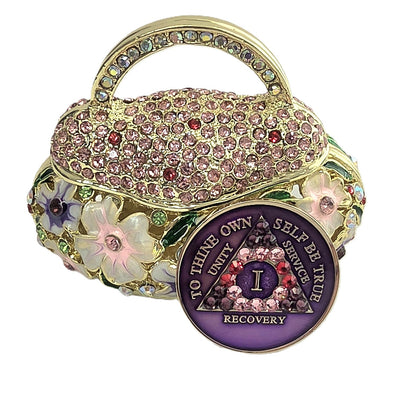 Purple and Cream Chip Holder with Matching Purple chip