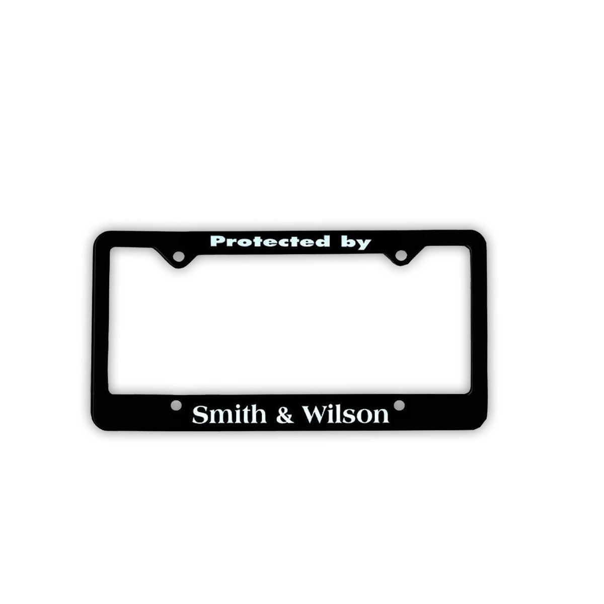 Protected By Smith & Wilson Recovery Related Plastic Auto License Plate Frame,