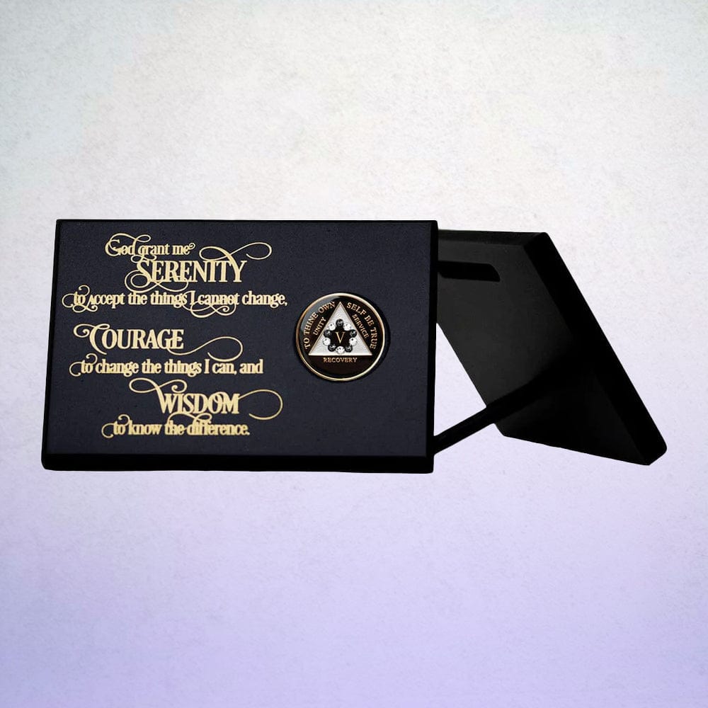 Serenity Prayer Coin Holder Plaque Black (Horizontal)