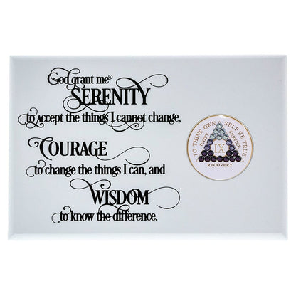 Serenity Prayer Coin Holder Plaque White (Horizontal)