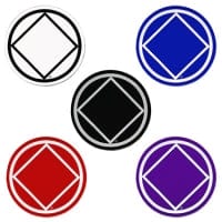 Set Of 10 1-1/2" Rs4 Round "NA" Symbol Recovery Stickers, All 5 Different Colors