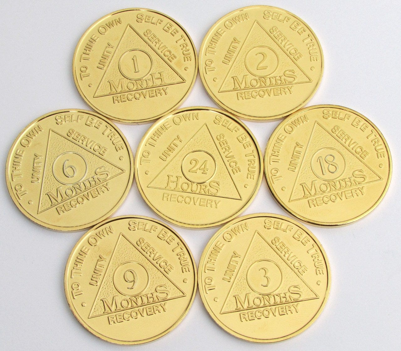 Sobriety Chip AA Gold Plated