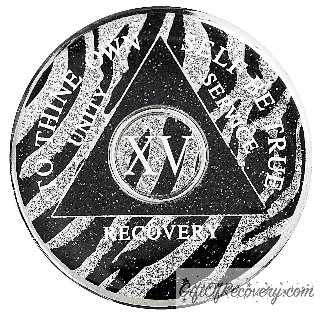 Sobriety Chip AA Zebra Triplate 15 Years