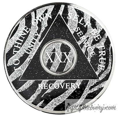 Sobriety Chip AA Zebra Triplate 30 Years