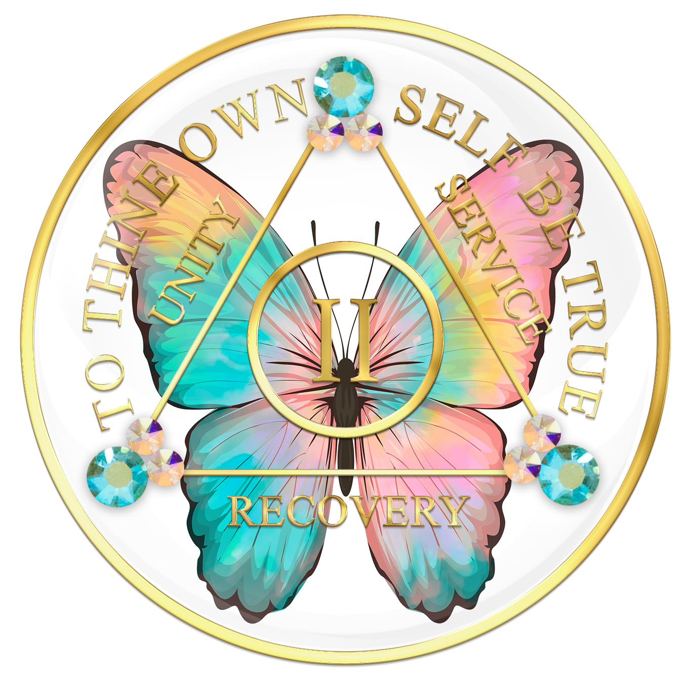 Butterfly AA Medallion with Peridot Crystals Years 1 - 40, 45 & 50