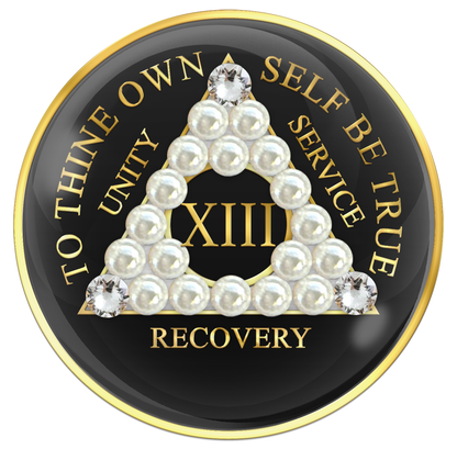 Black AA Chip with Pearls and Black Crystals