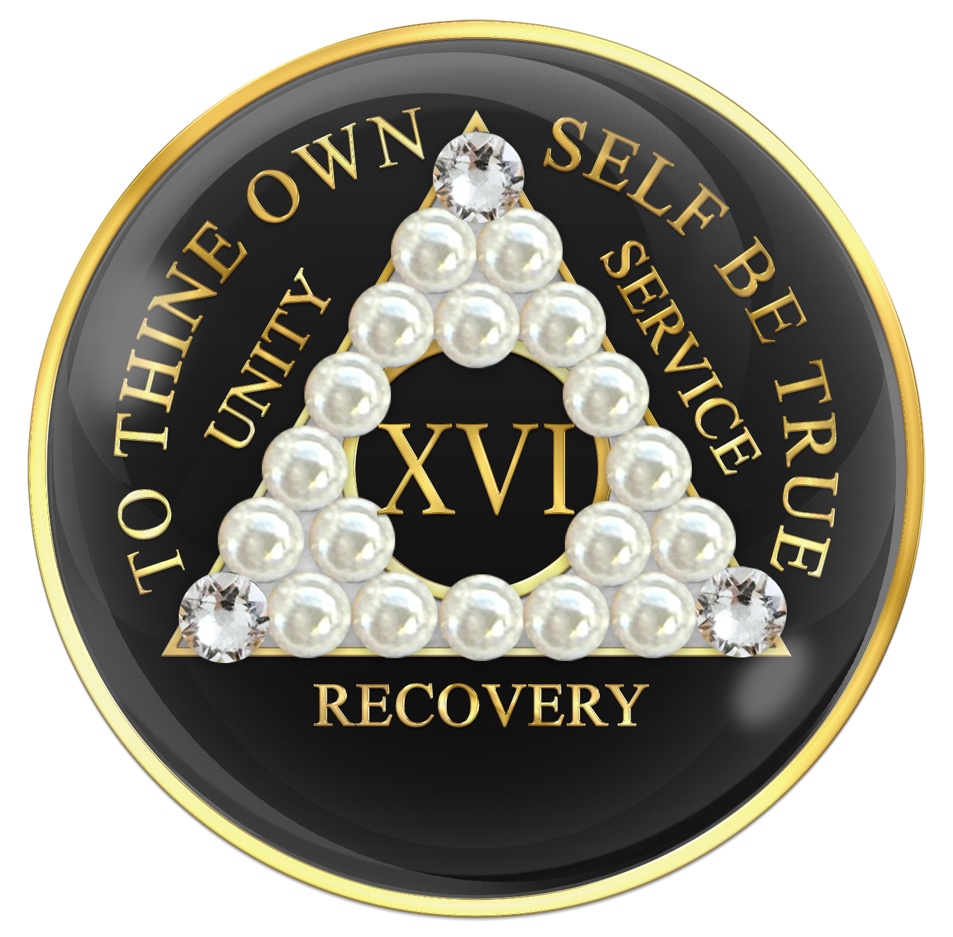 Black AA Chip with Pearls and Black Crystals