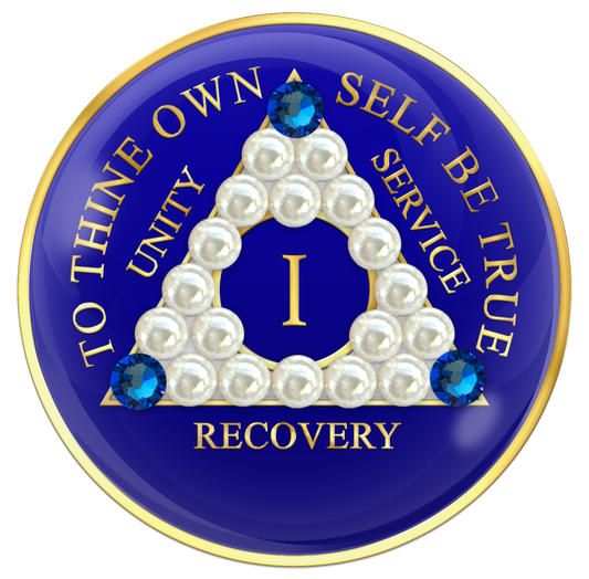 Blue AA Chip with White Pearls and Sapphire Blue Crystals