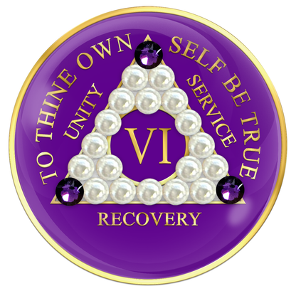 Purple AA Chip with Pearls and Purple Crystals
