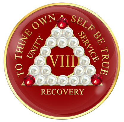 Red AA Chip with Pearls and Red Crystals AA