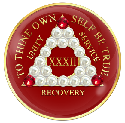 Red AA Chip with Pearls and Red Crystals AA