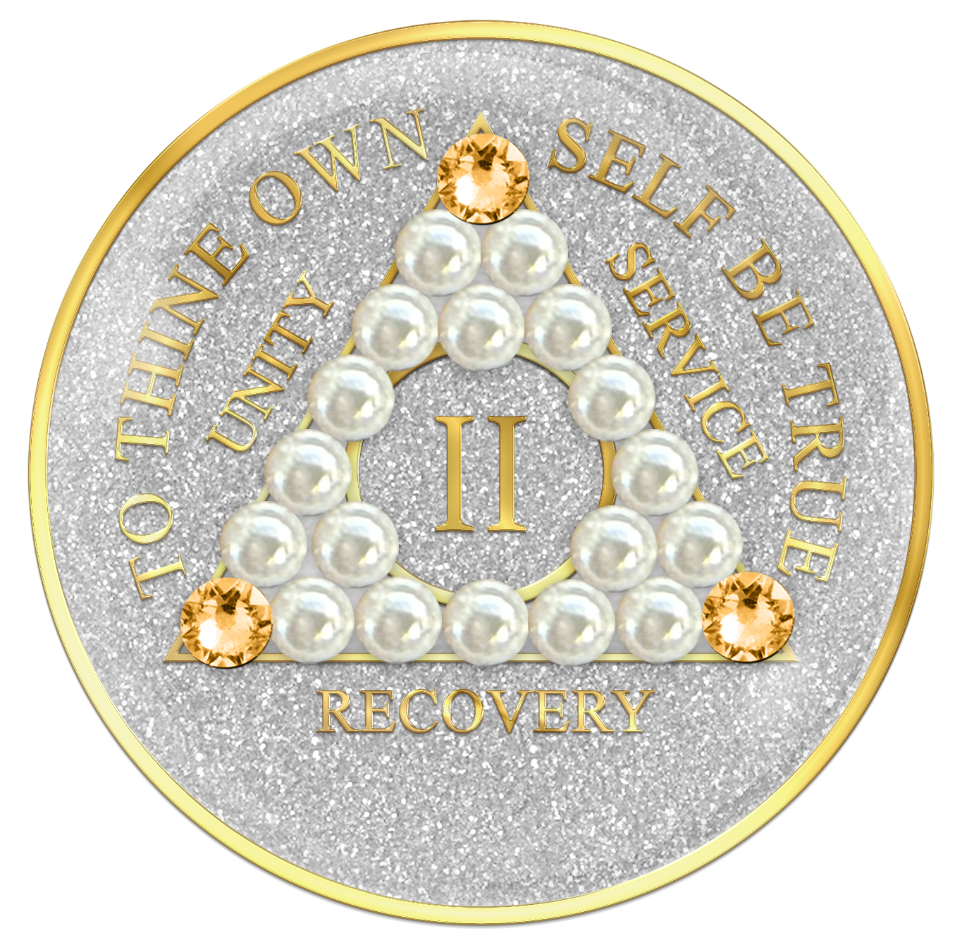 Glitter Silver AA Chip with Pearls and Light Gold Crystals