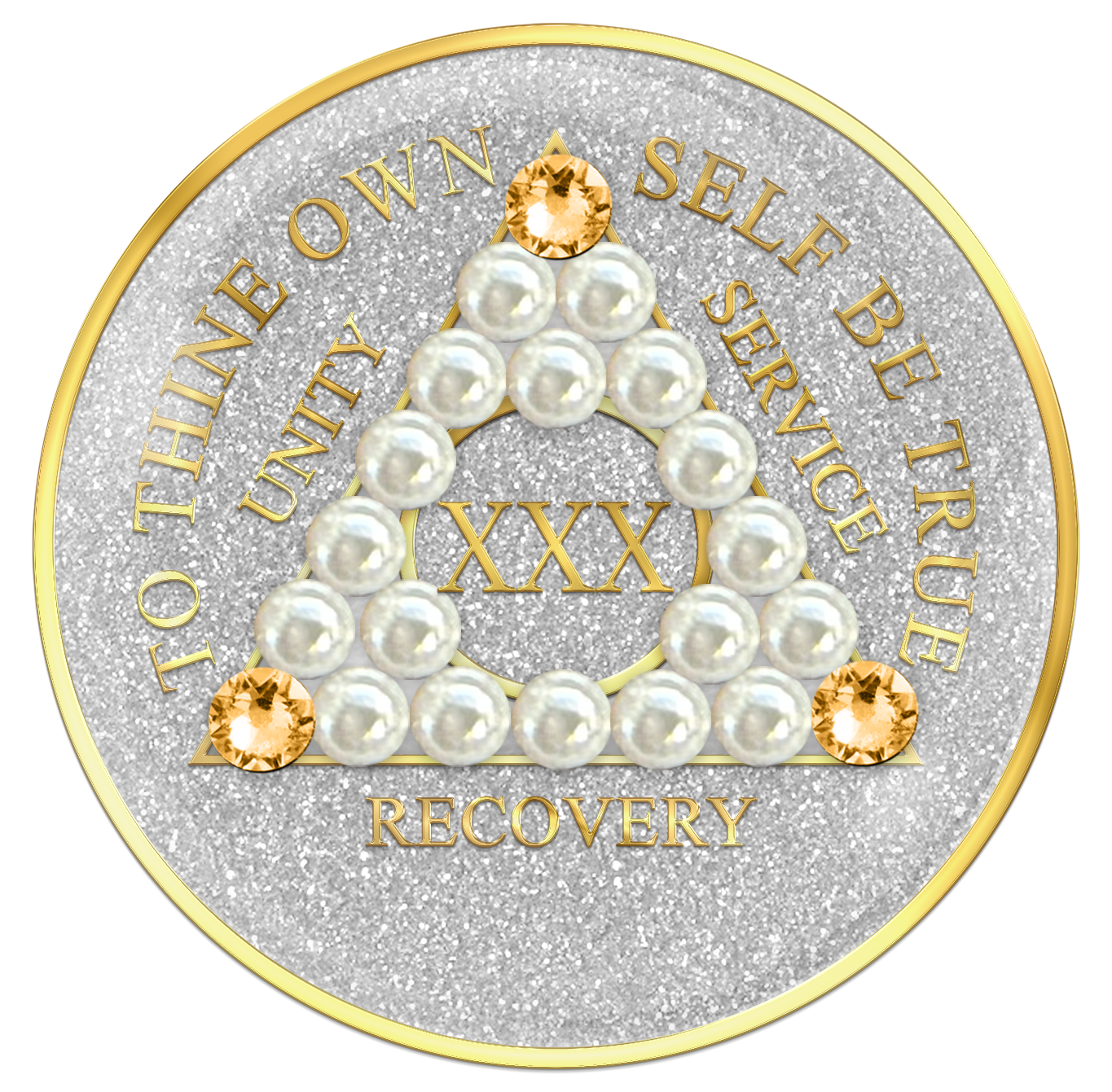 Glitter Silver AA Chip with Pearls and Light Gold Crystals