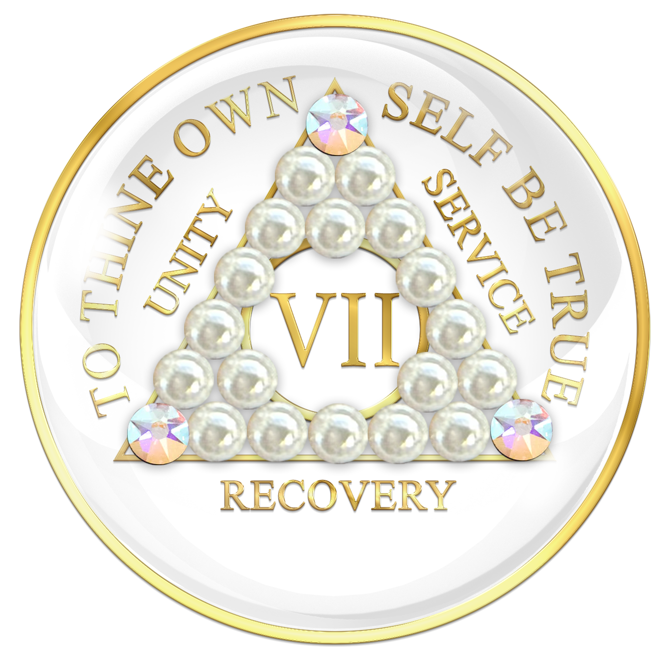 White AA Chip with White Pearls and Clear CZ Crystals