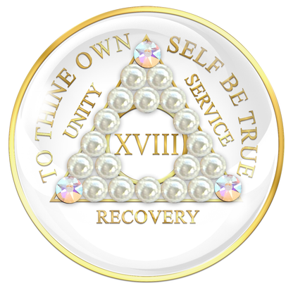 White AA Chip with White Pearls and Clear CZ Crystals