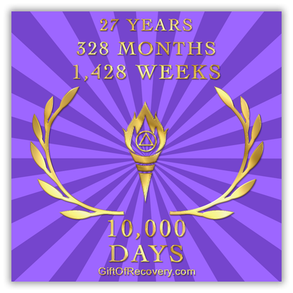 Recovery is a gift 3x3 card that replicates the 10,000 days recovery medallion.