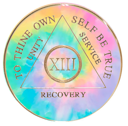 AA Recovery Medallion - Psychic-delic Change Colorful Tie-Dye Design